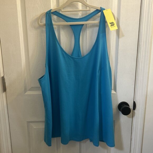 All In Motion Women's Plus Size Essential Racerback Tank Top, Size 3X Turquoise - Picture 1 of 16